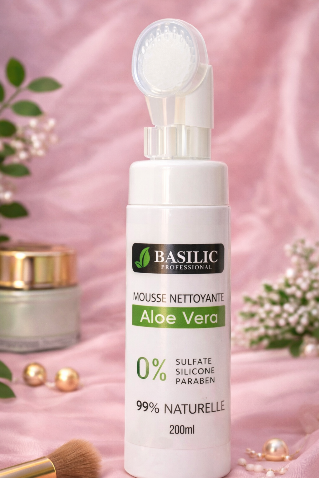 Mousse Nettoyante Visage Naturelle – Basilic Professional (200 ml)